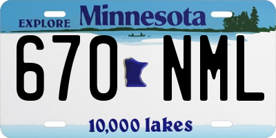 MN license plate 670NML