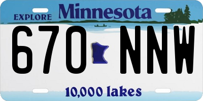 MN license plate 670NNW