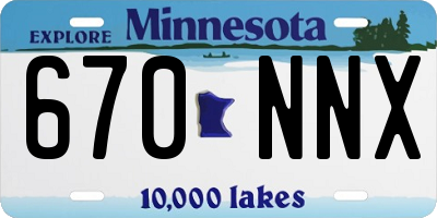 MN license plate 670NNX