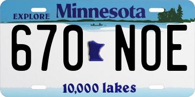 MN license plate 670NOE