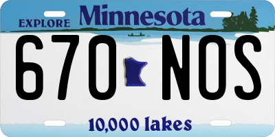 MN license plate 670NOS