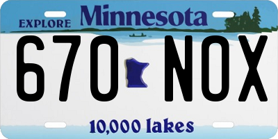 MN license plate 670NOX