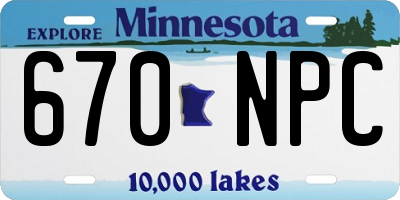 MN license plate 670NPC