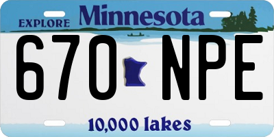 MN license plate 670NPE