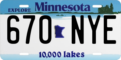 MN license plate 670NYE