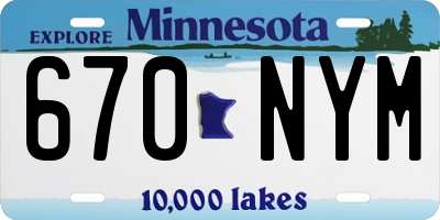 MN license plate 670NYM