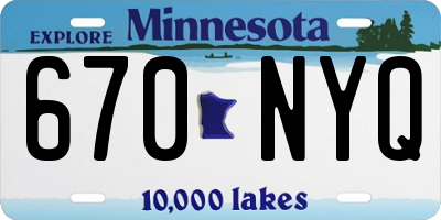 MN license plate 670NYQ