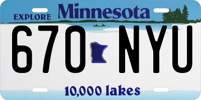 MN license plate 670NYU