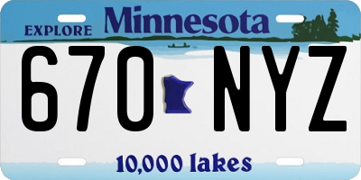 MN license plate 670NYZ