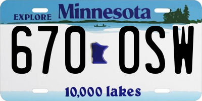 MN license plate 670OSW