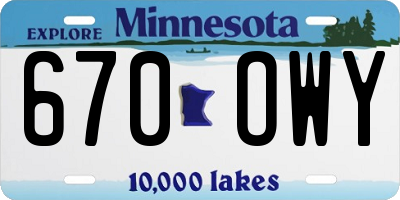 MN license plate 670OWY