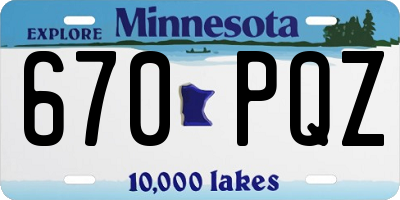 MN license plate 670PQZ