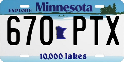 MN license plate 670PTX