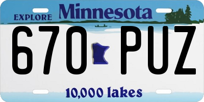 MN license plate 670PUZ