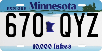 MN license plate 670QYZ