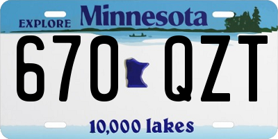 MN license plate 670QZT
