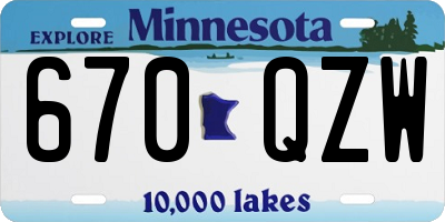 MN license plate 670QZW