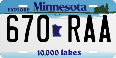 MN license plate 670RAA