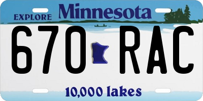 MN license plate 670RAC