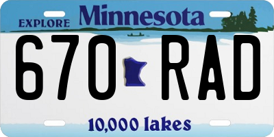 MN license plate 670RAD