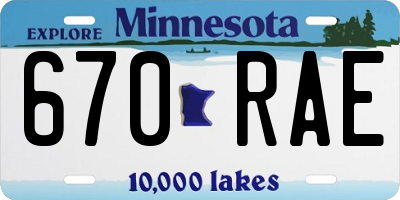 MN license plate 670RAE