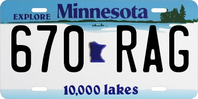 MN license plate 670RAG