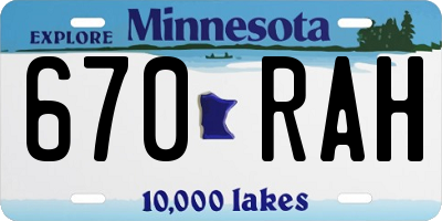 MN license plate 670RAH