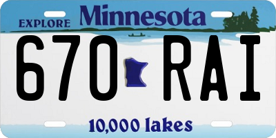 MN license plate 670RAI
