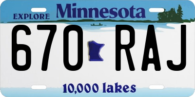 MN license plate 670RAJ