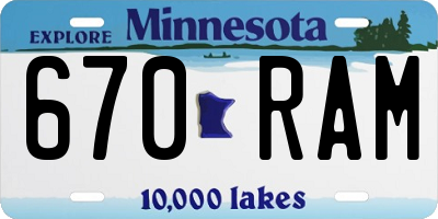 MN license plate 670RAM