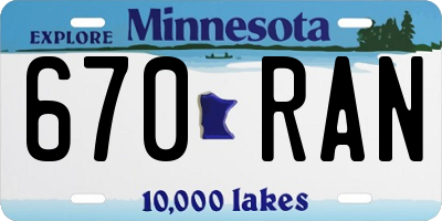 MN license plate 670RAN