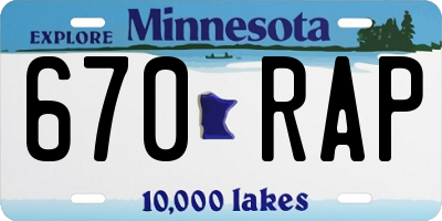 MN license plate 670RAP