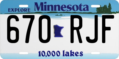 MN license plate 670RJF