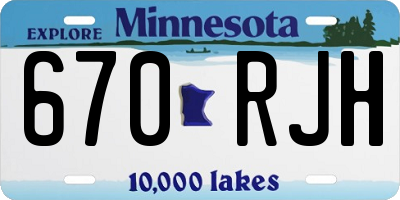 MN license plate 670RJH
