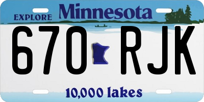 MN license plate 670RJK