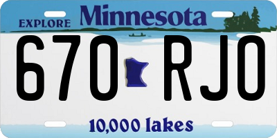MN license plate 670RJO