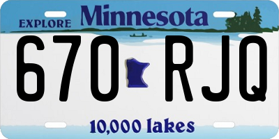 MN license plate 670RJQ