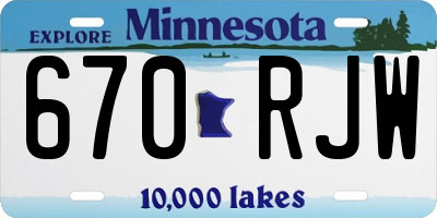 MN license plate 670RJW