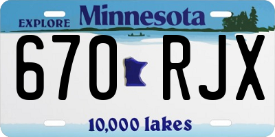MN license plate 670RJX