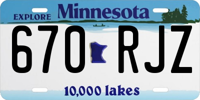 MN license plate 670RJZ