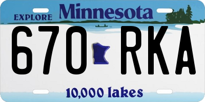 MN license plate 670RKA