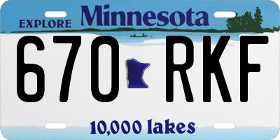 MN license plate 670RKF