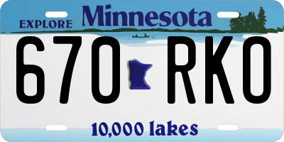 MN license plate 670RKO