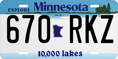MN license plate 670RKZ