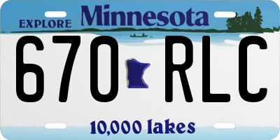 MN license plate 670RLC