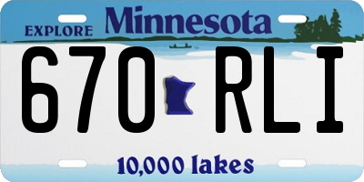 MN license plate 670RLI