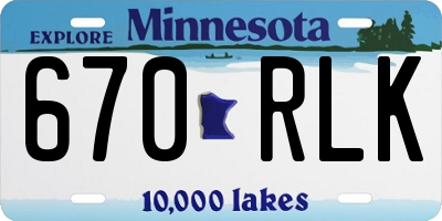 MN license plate 670RLK