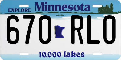 MN license plate 670RLO