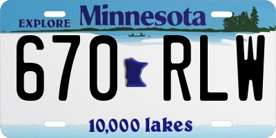 MN license plate 670RLW