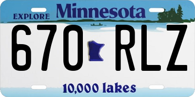 MN license plate 670RLZ